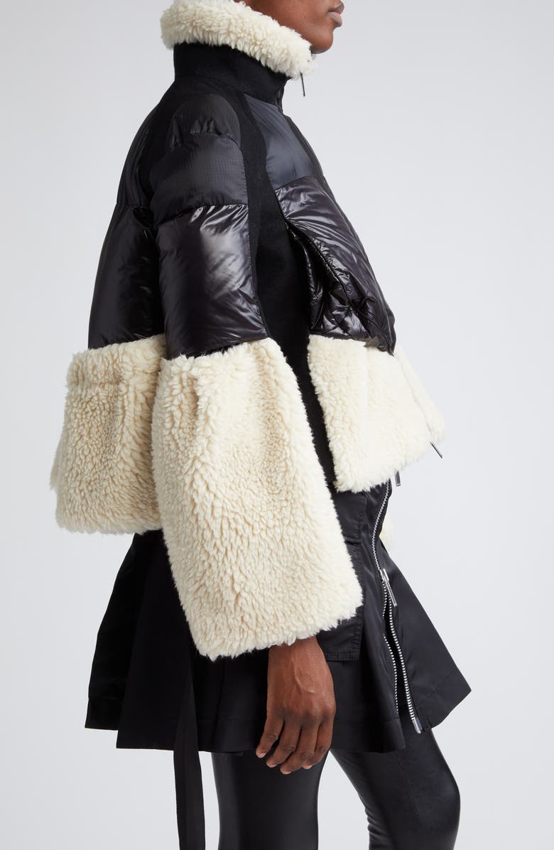 Sacai Faux Shearling & Nylon Padded Blouson Jacket, Alternate, color,
