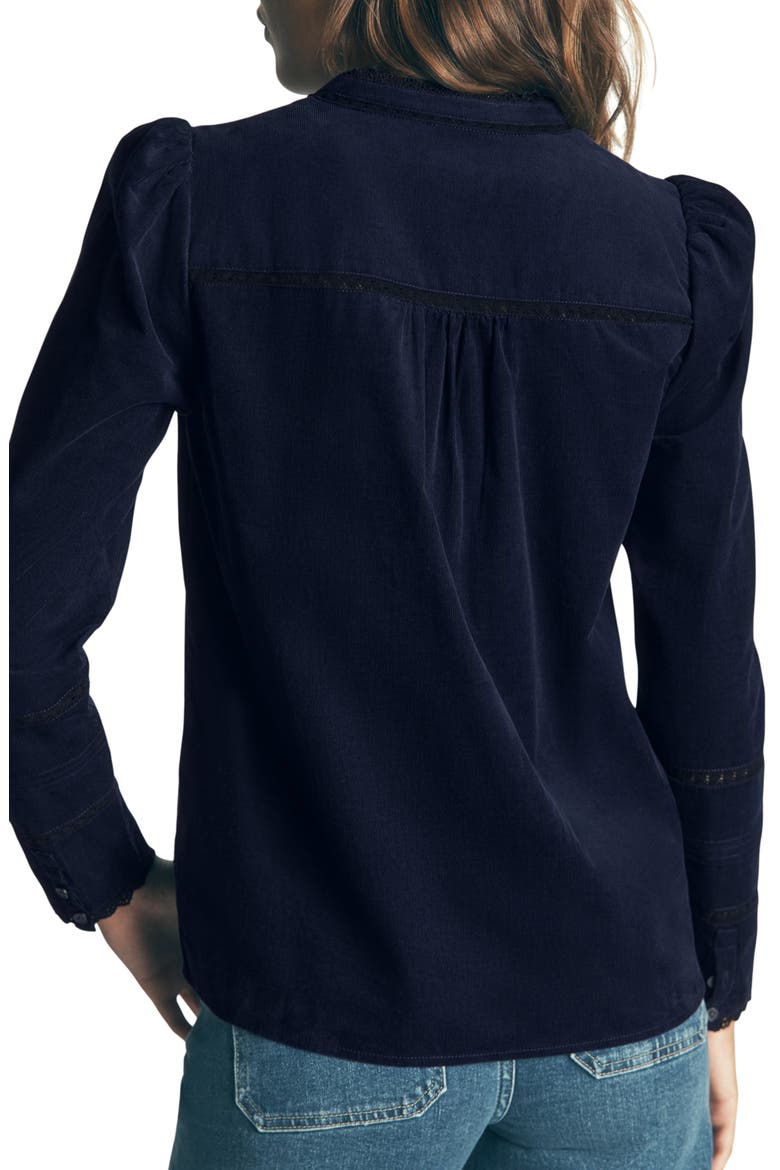 Carmen Lace Trim Corduroy Top, Alternate, color, NAVY