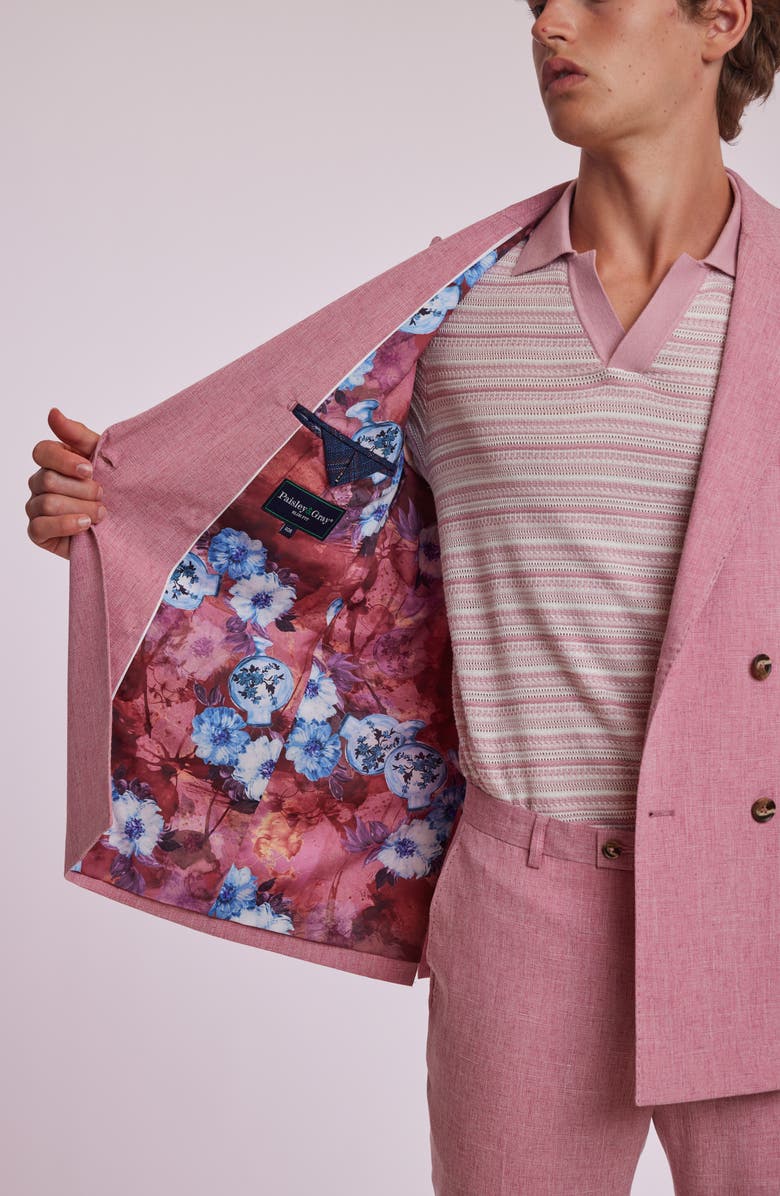 PAISLEY & GRAY Soho Slim Fit Double Breasted Suit Jacket, Alternate, color, Pink Melange