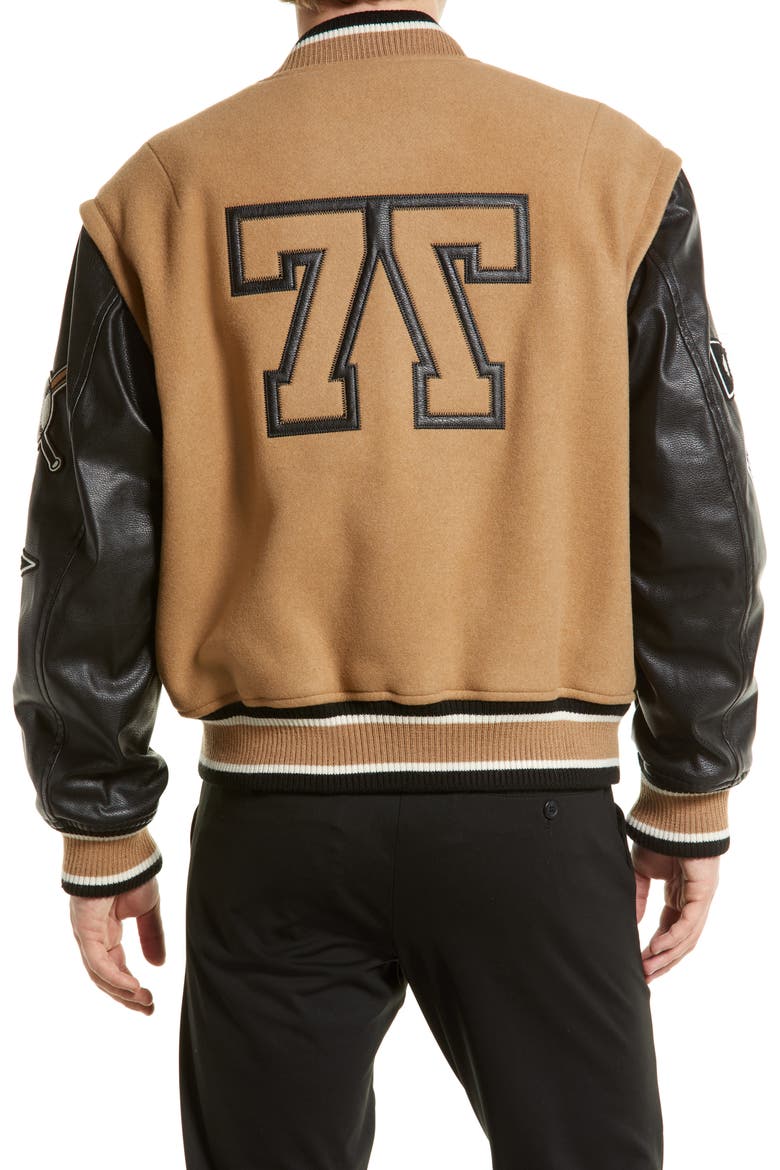 Carsity Wool Blend Bomber Jacket, Alternate, color, MEDIUM BEIGE
