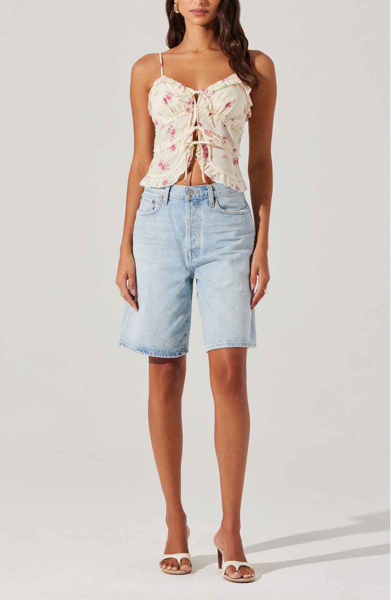 ASTR the Label Islah Floral Ruffle Tie Front Crop Camisole, Alternate, color,