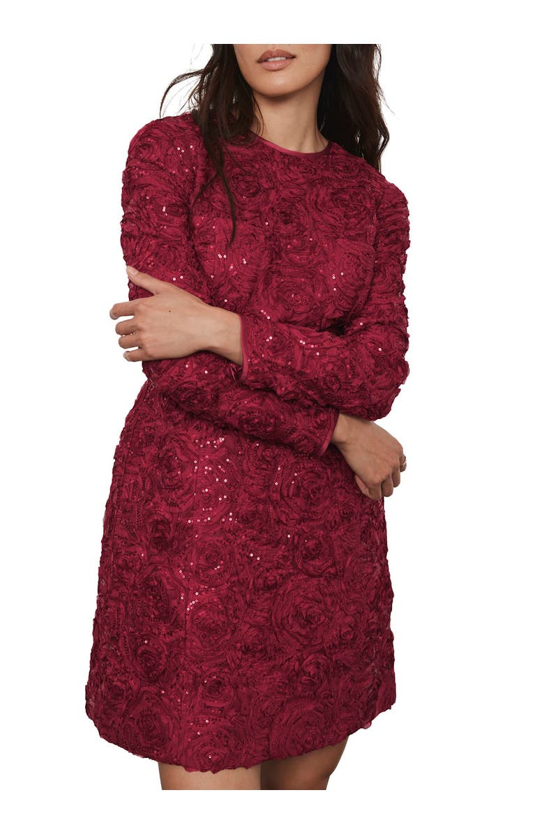 MINT VELVET Sequin Lace Mini Dress, Alternate, color, Red