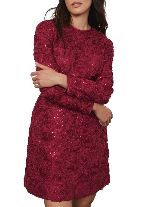 Mint Velvet Sequin Lace Mini Dress In Red