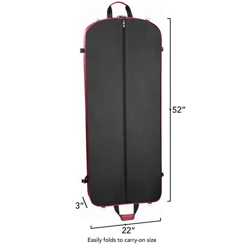 Wallybags 52" Premium Travel Garment Bag With Shoulder Strap And Two Large Pockets In Red