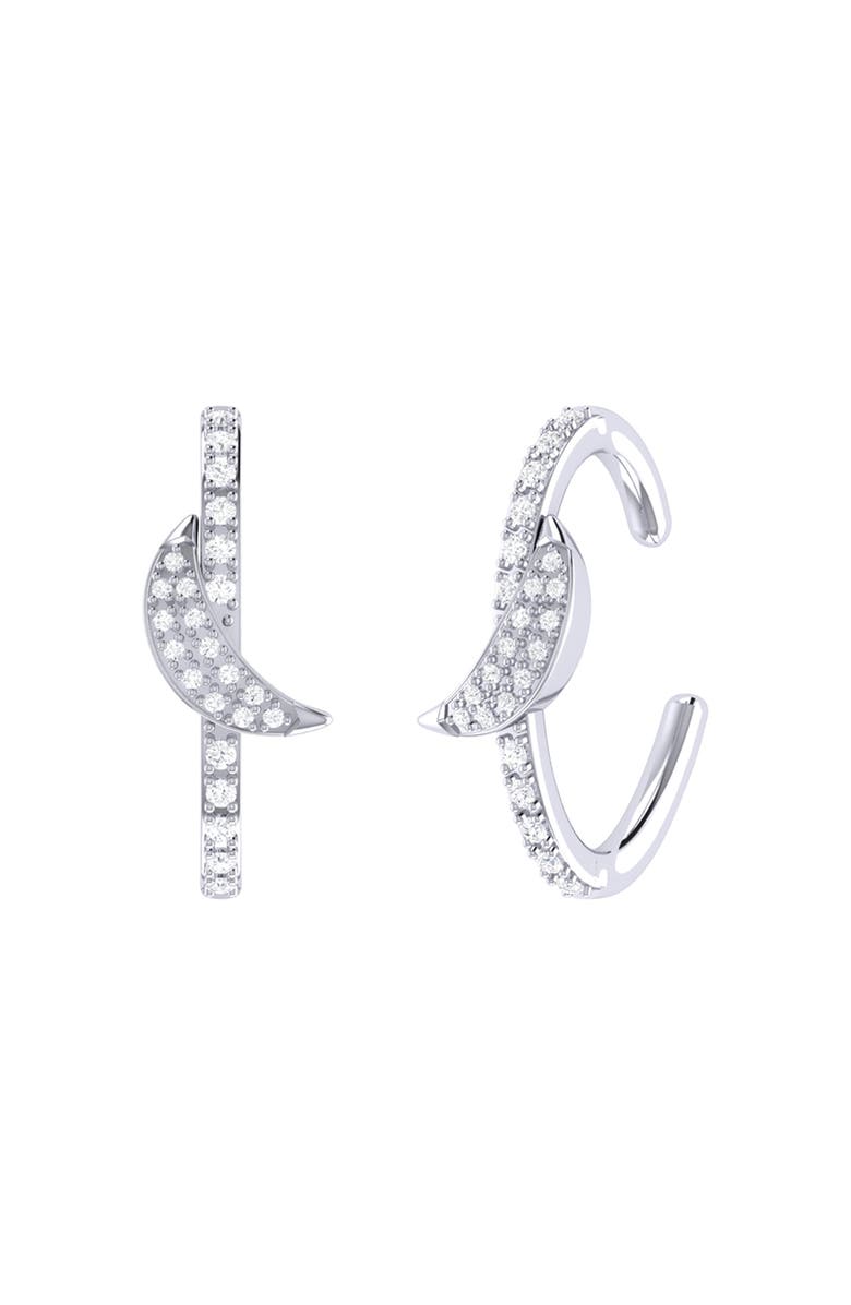 LuvMyJewelry Moonlit Sterling Silver Diamond Ear Cuff, Main, color, 