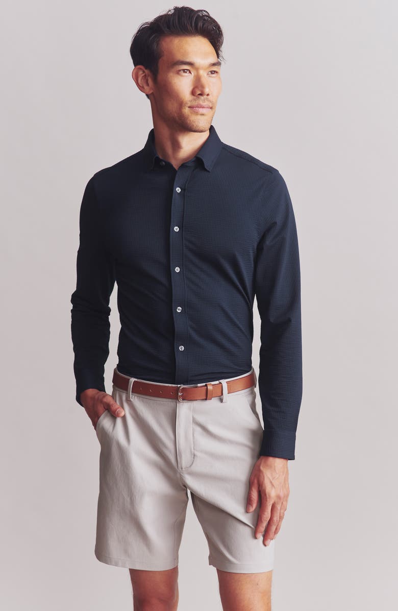 Rhone Commuter Seersucker Button-Up Shirt, Alternate, color, True Navy