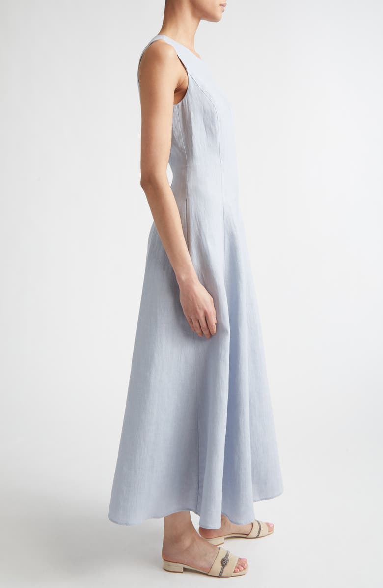 Eleventy Sleeveless Linen Midi Dress, Alternate, color, Sky Blue