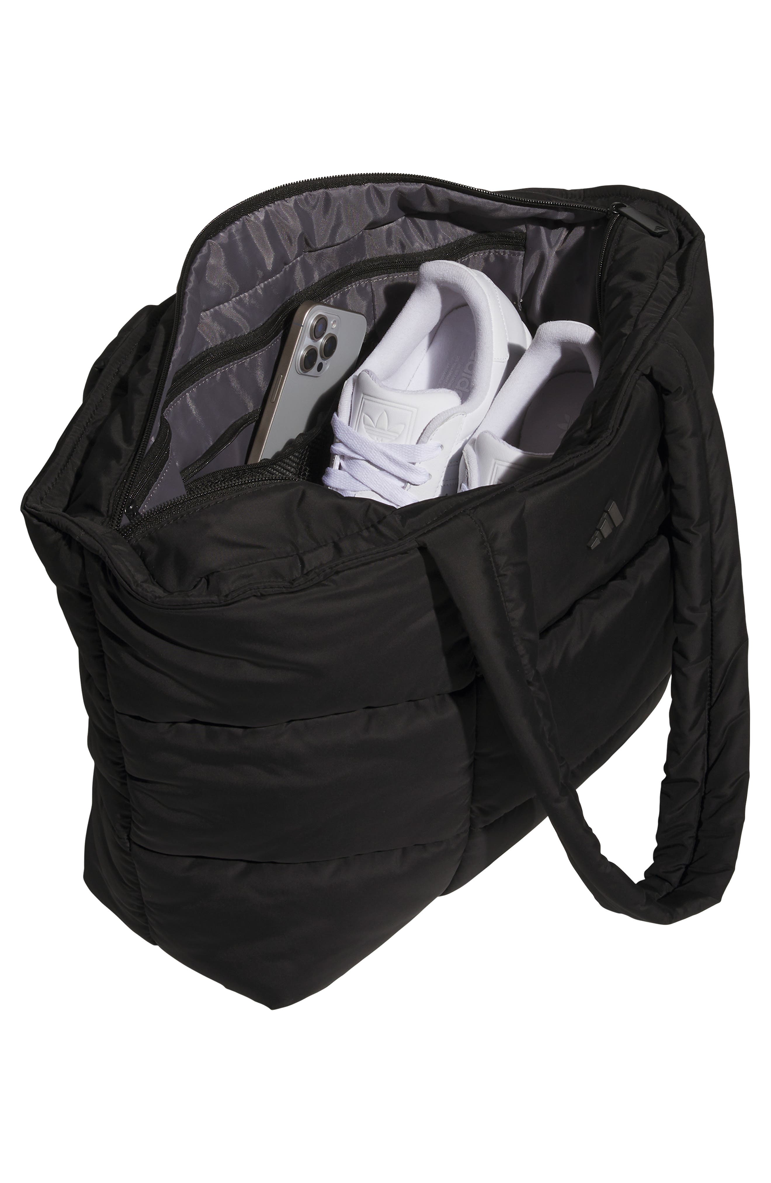 adidas All Me Quilted Tote, Alternate, color, Black