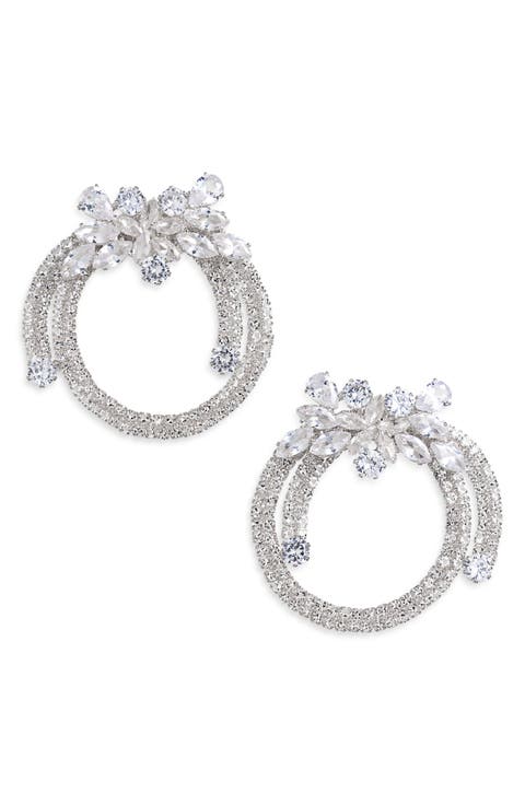 Cluster & Pavé Open Circle Earrings