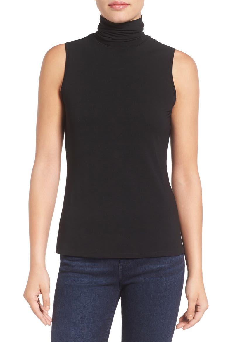 Sleeveless Turtleneck Top, Main, color, RICH BLACK