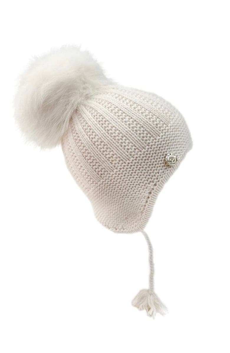 Petite Maison Kids London beige cashmere faux fur aviator hat, Main, color, Beige
