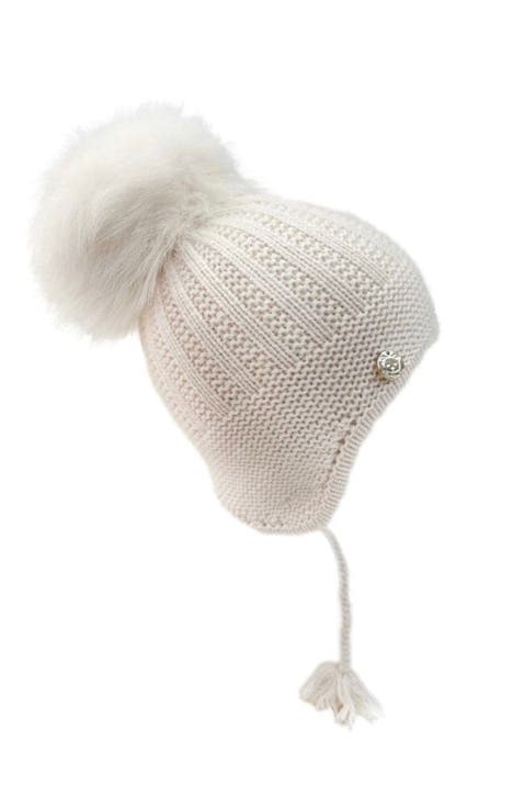 London beige cashmere faux fur aviator hat (Baby)
