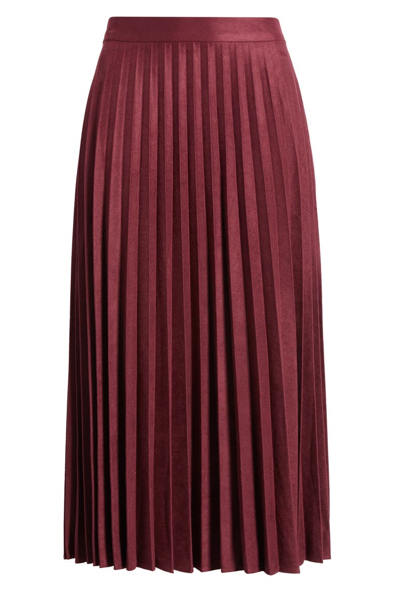 Faux Suede Pleated Skirt, Main, color, CRANBERRY