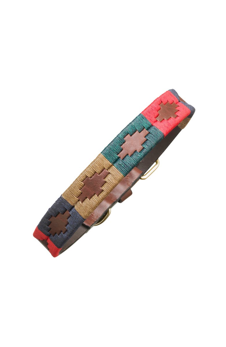 pampeano Pampa Dog Collar - Navidad, Main, color, Brown/Gold/Navy/Red/Green