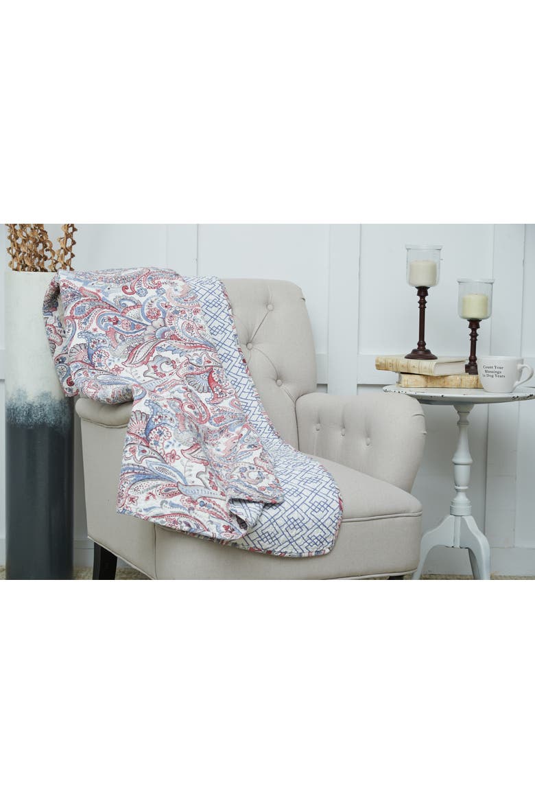 Claiborne Accent Throw Blanket with Fringe, Alternate, color, Red