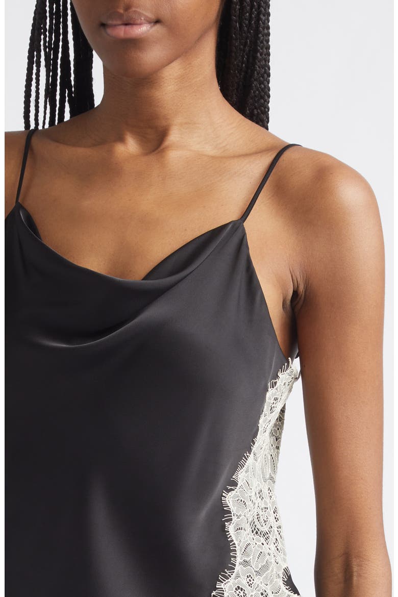 Esme Lace Satin Camisole, Alternate, color, BLACK/ GARDENIA