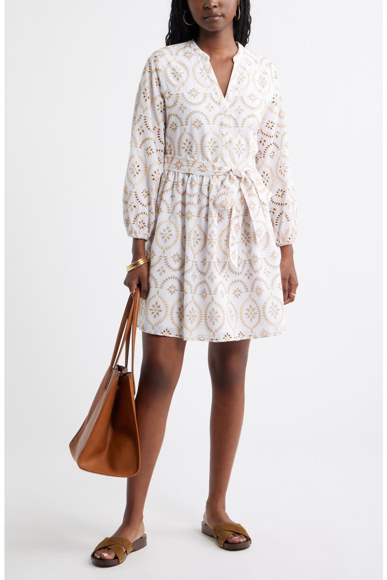 Embroidered Eyelet Lace Dress, Alternate, color, WHITE- TAN SHORE EMBROIDERY