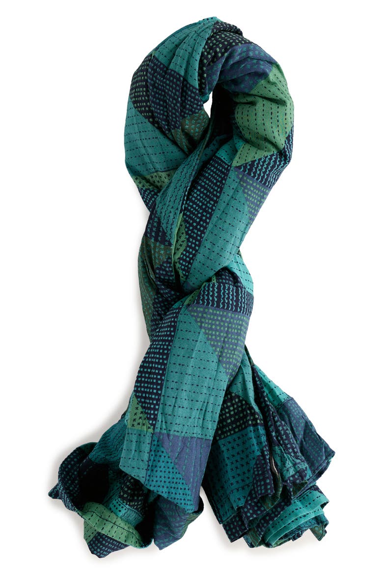 Larissa Crinkled Organic Cotton Shirt, Alternate, color, BLANKET GEO ESTUARY