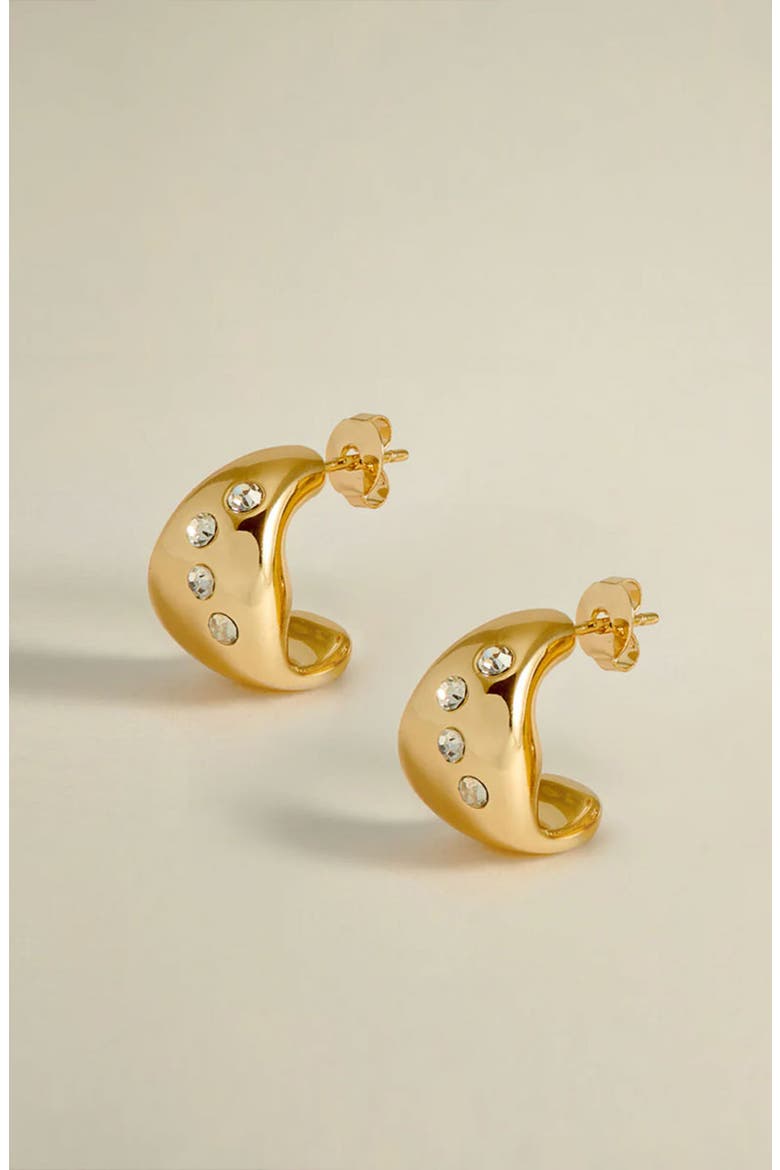 Remeni Crystal Chubby Hoop Earrings in Gold, Alternate, color, Gold