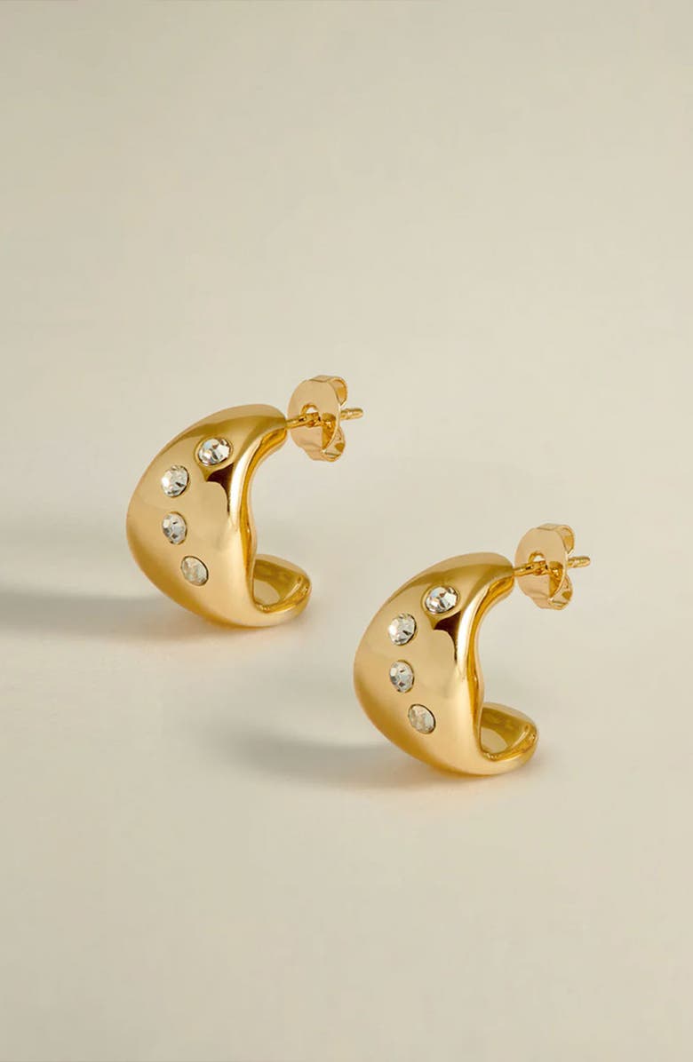 YOJ Remeni Crystal Chubby Hoop Earrings in Gold, Alternate, color, Gold