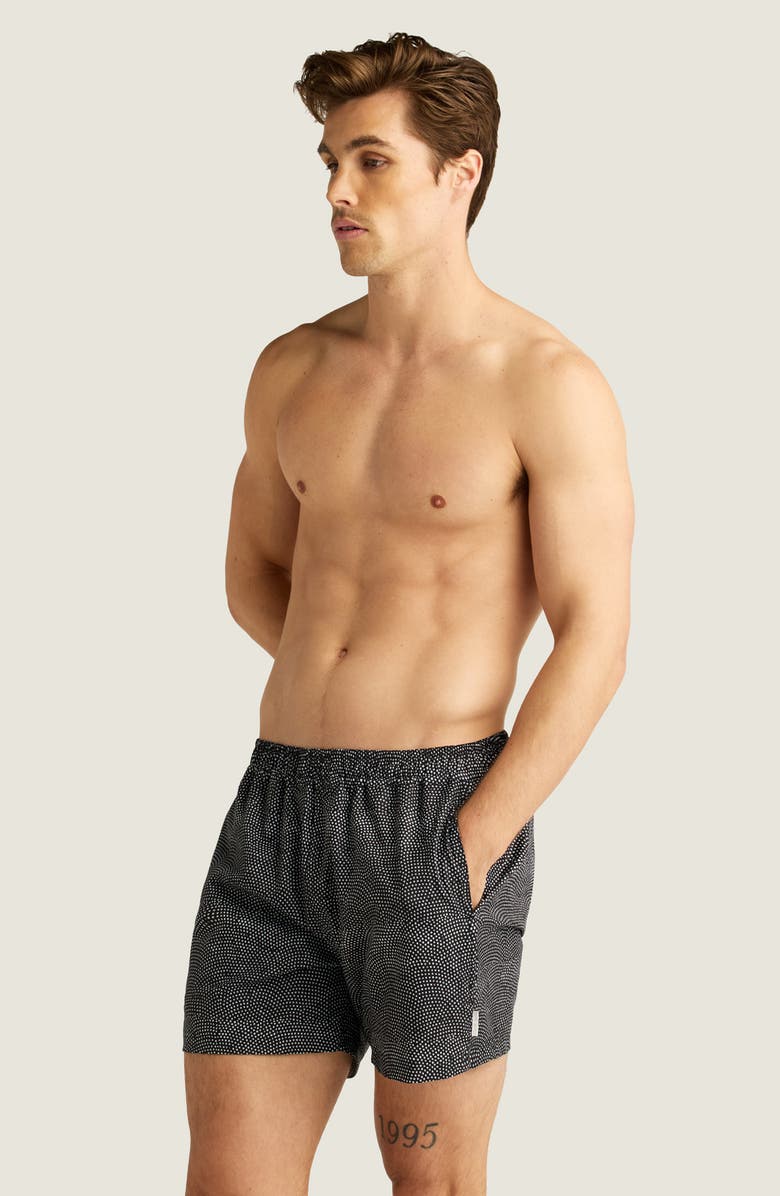 AUTO-REPLY<sup>™</sup> Sebastian Print 4-Inch Nylon Swim Trunks, Alternate, color, Black/ White Micro Dot