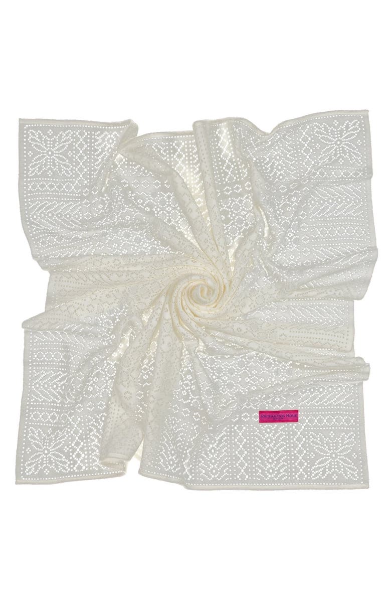 Prince of Scots Southampton Home Lace Weave Baby Shawl, Main, color, Ivory
