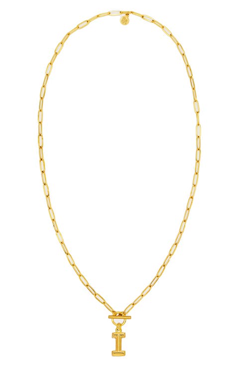 Paper Clip Initial Toggle Necklace