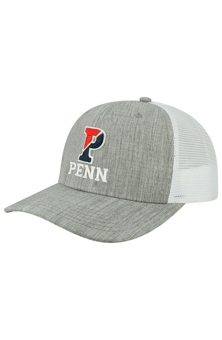 LEGACY ATHLETIC Men's Legacy Athletic Heather Gray/White Pennsylvania Quakers The Champ Trucker Snapback Hat, Main, color, 