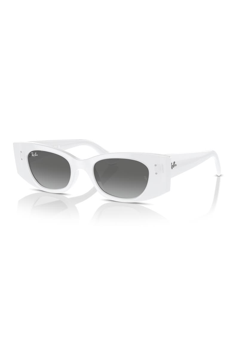 Kat 49mm Small Rectangular Sunglasses, Alternate, color, WHITE
