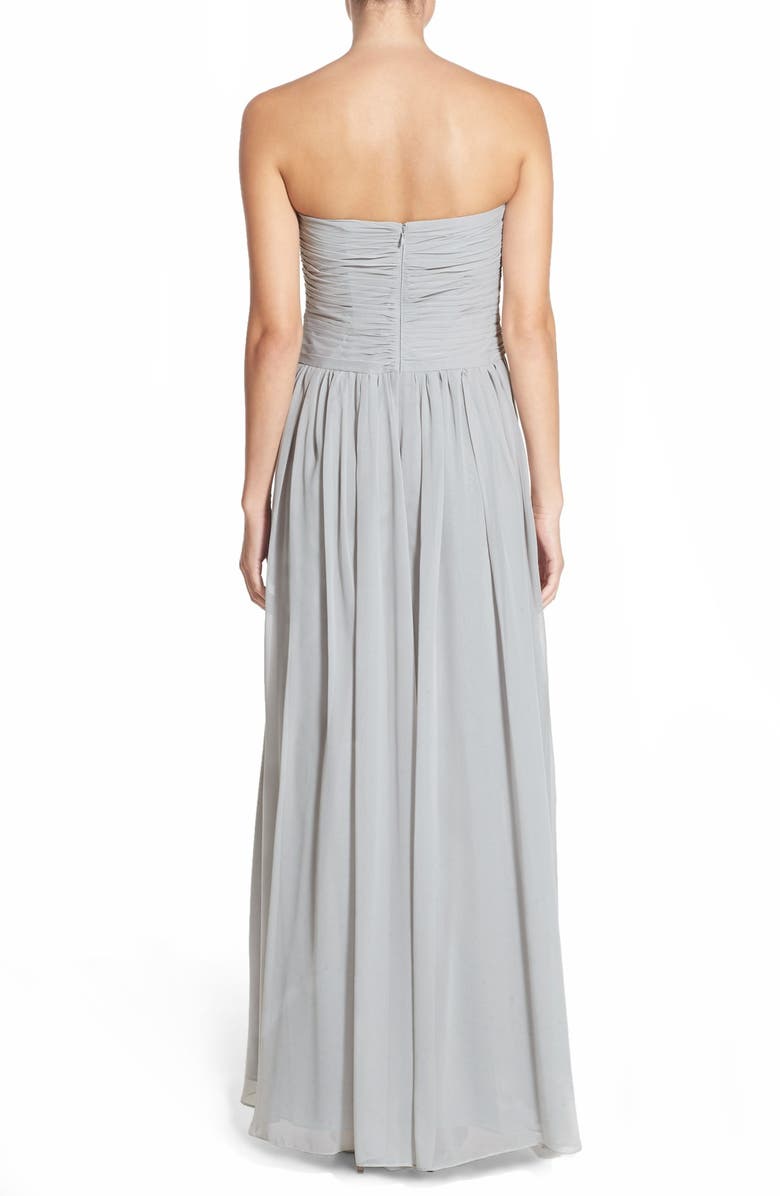 JS Boutique Strapless Ruched Chiffon Gown, Alternate, color, 