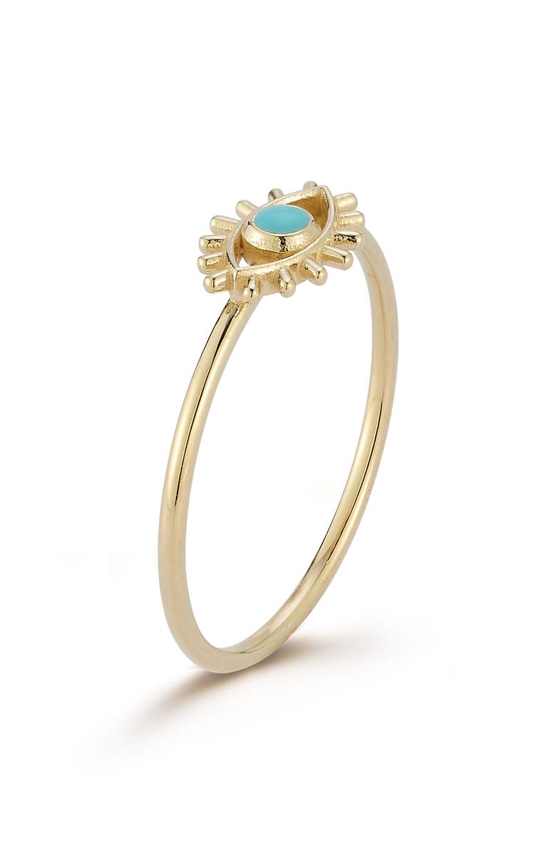 Ember Fine Jewelry 14K Gold Turquoise Evil Eye Ring, Alternate, color, Gold