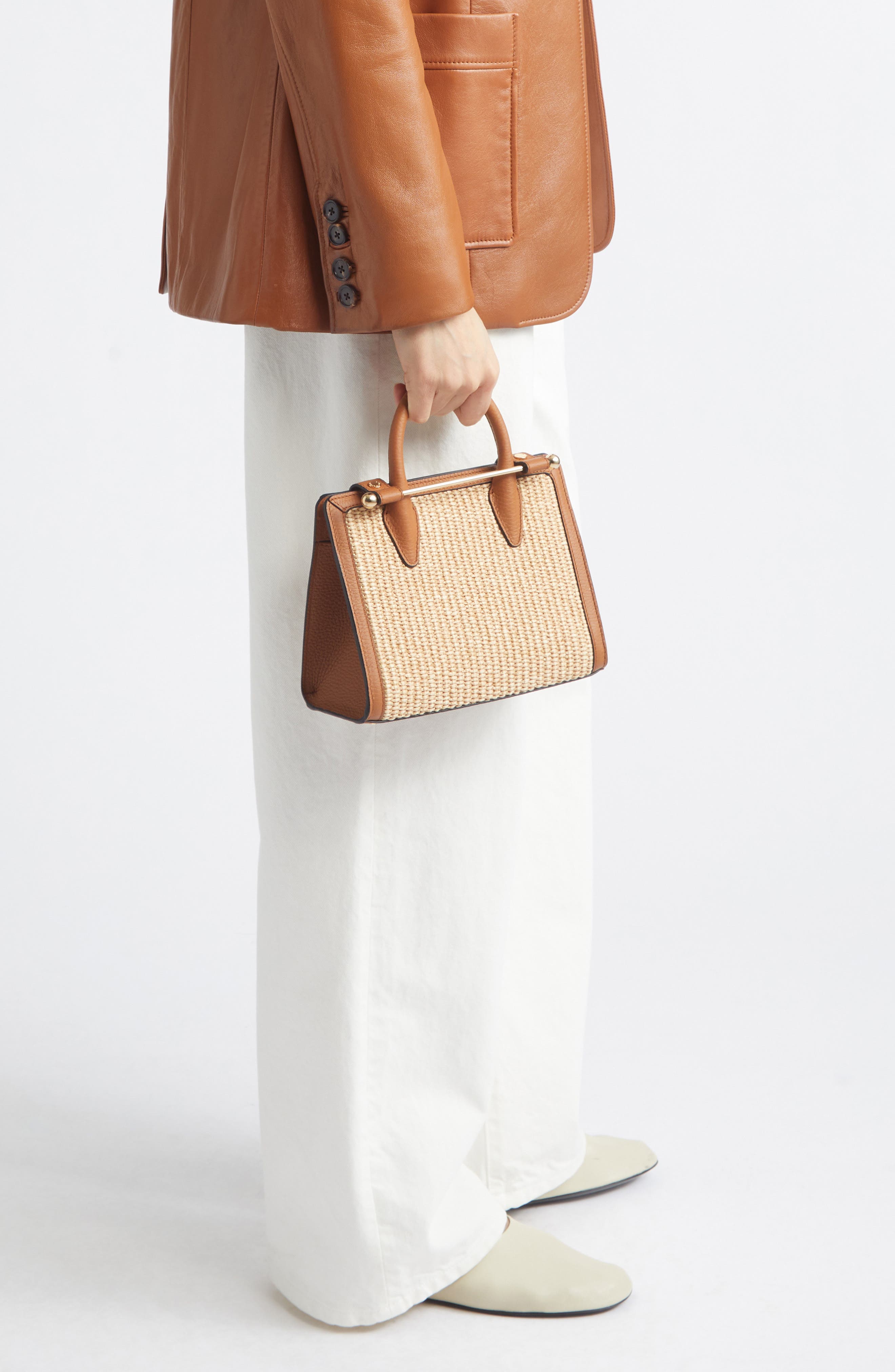 Strathberry Mini Woven Raffia Tote, Alternate, color, Tan/ Natural