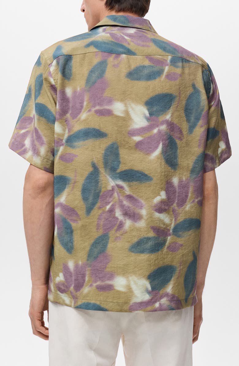 MANGO Abstract Floral Print Camp Shirt, Alternate, color, Light/ Pastel Purple