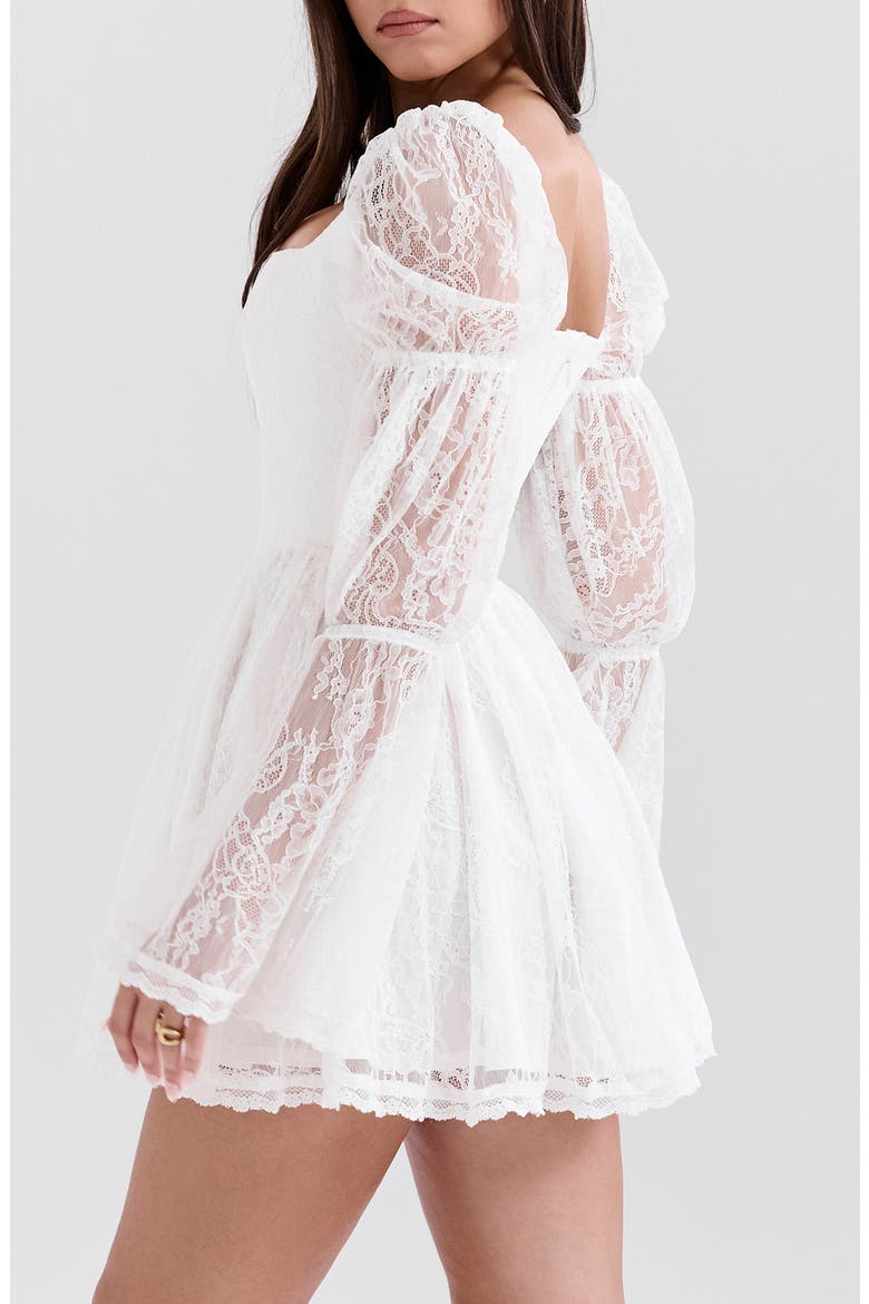 Sancia Lace Long Sleeve Minidress, Alternate, color, WHITE
