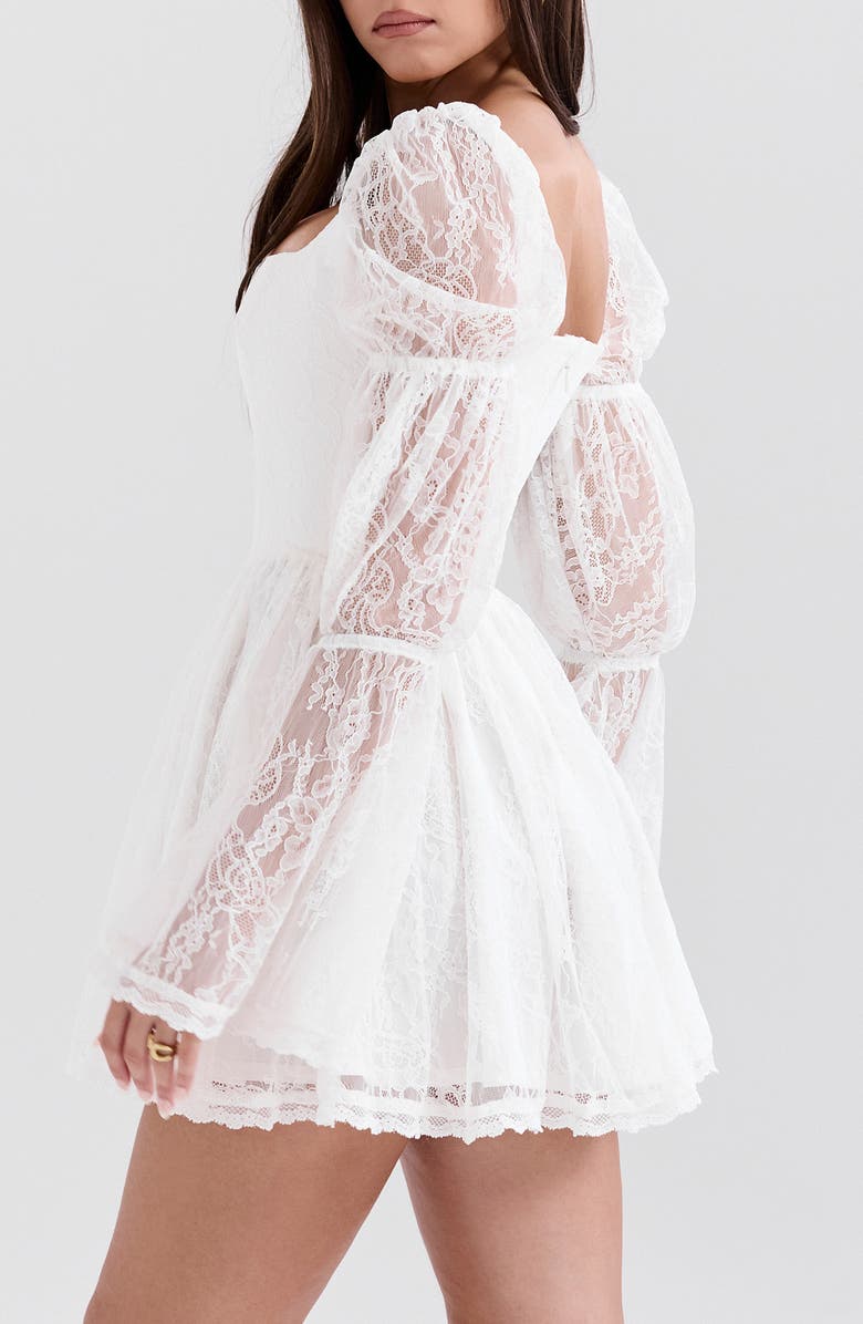 HOUSE OF CB Sancia Lace Long Sleeve Minidress, Alternate, color, White