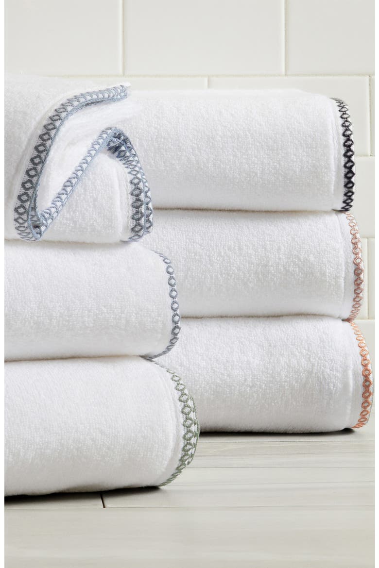 Border Stitch 6-Piece Cotton Towel Set, Alternate, color, WHITE / CLAY