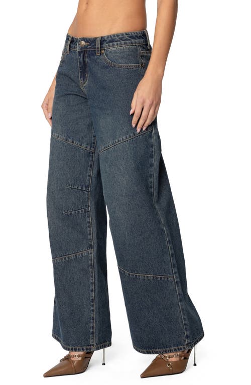 Edikted Laney Low Rise Wide Leg Jeans In Blue