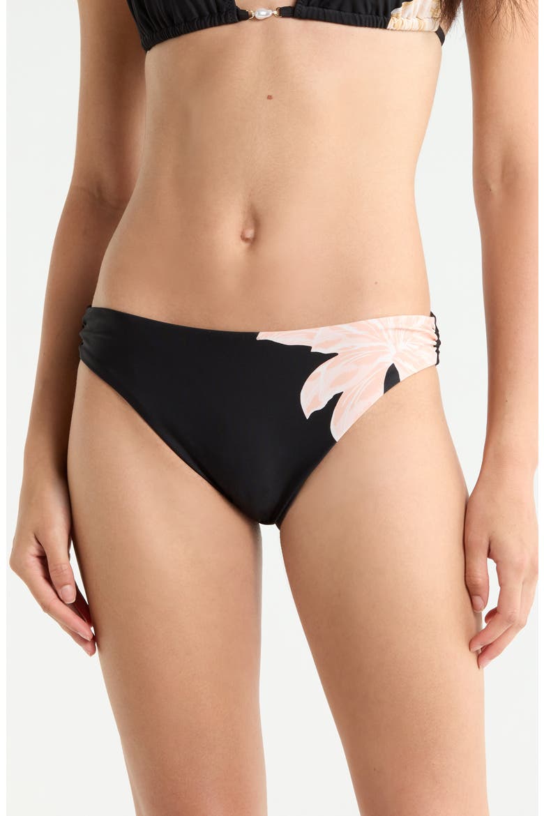 Side Shirred Hipster Bikini Bottoms, Main, color, BLACK