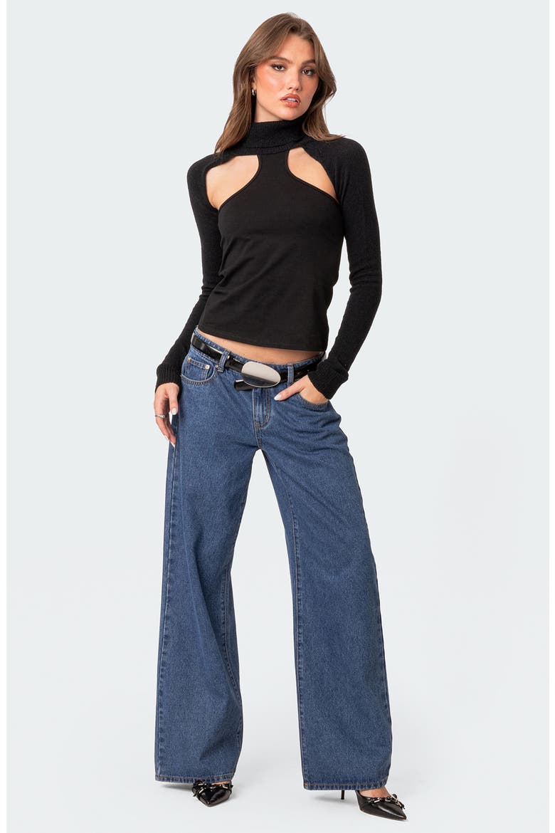 Turtleneck Shrug Sweater, Alternate, color, BLACK