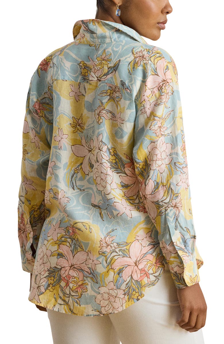 Lauren Ralph Lauren Tissue Linen Shirt, Alternate, color, Cream Mu