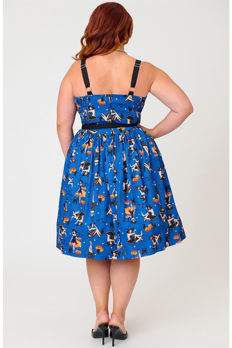 Plus Size Rachel Swing Dress, Alternate, color, Navy & Black Pinup Witch