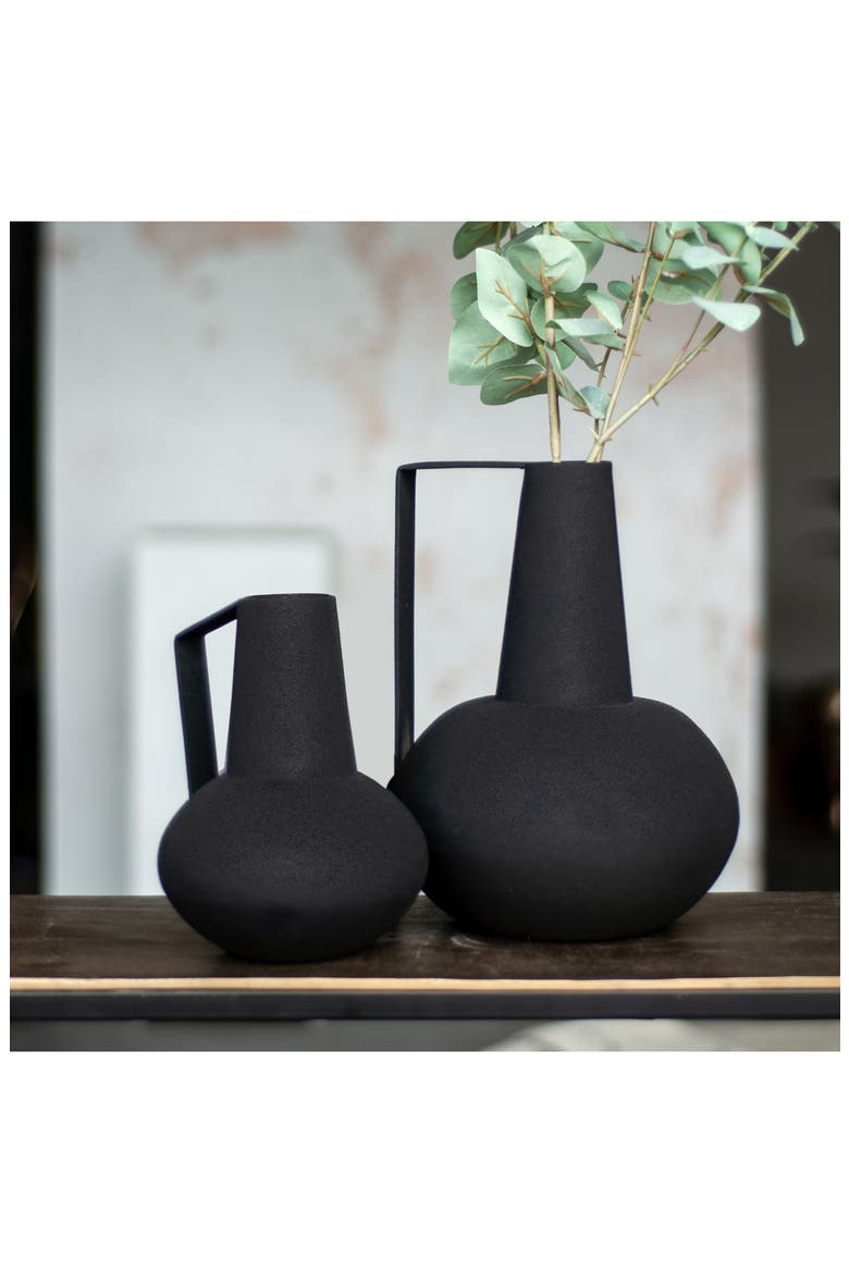 Monarda Set of Two Iron Vases, Alternate, color, BLACK