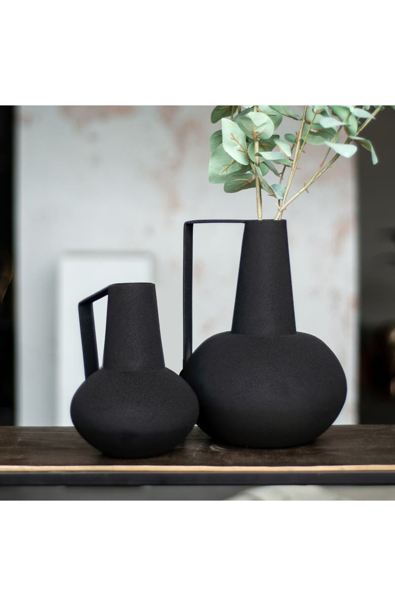 Renwil Monarda Set of Two Iron Vases, Alternate, color, Black