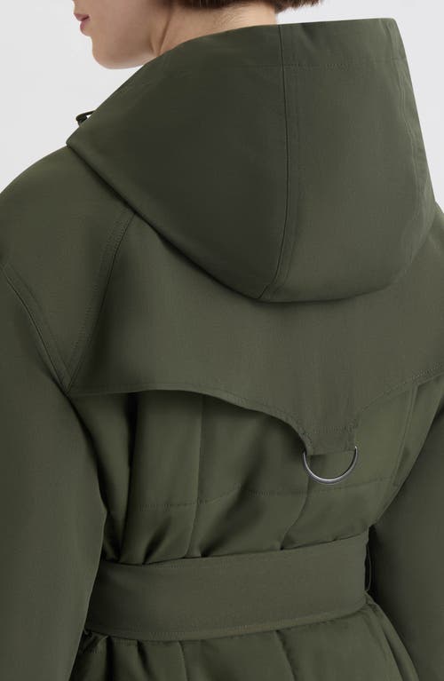 Hunter Violet Hooded Long Trench Coat In Green