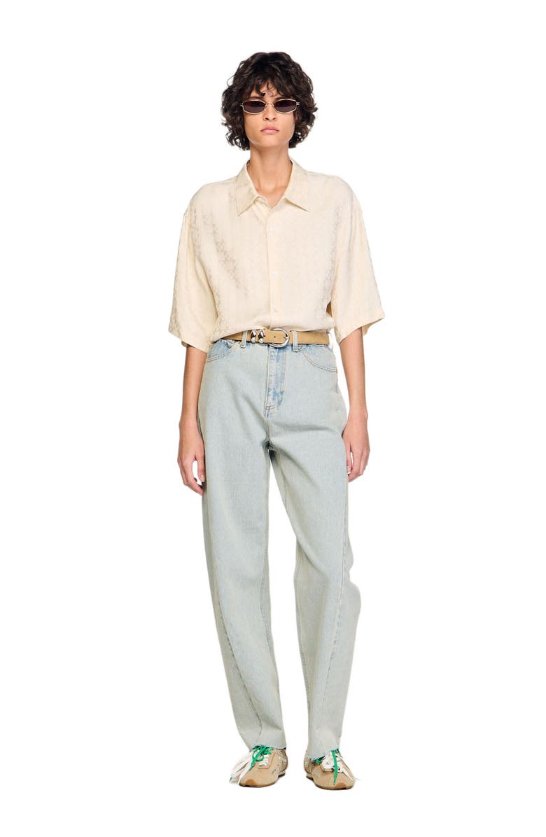 SANDRO Square Cross loose-fit shirt, Alternate, color, White