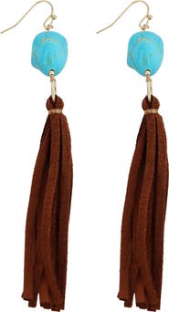 Panacea Turquoise Leather Tassel Earrings