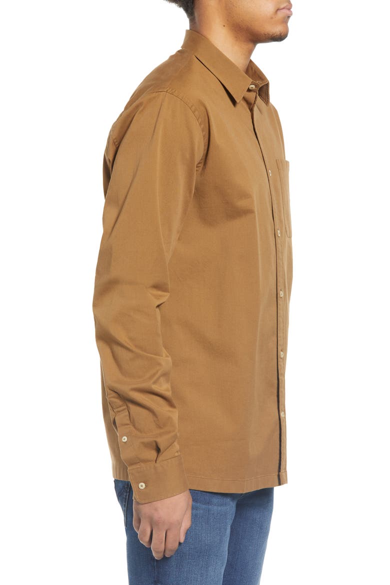 Regular Fit Stretch Twill Button-Up Shirt, Alternate, color, PECAN