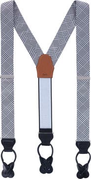 Trafalgar Benji Houndstooth Plaid Silk Suspenders