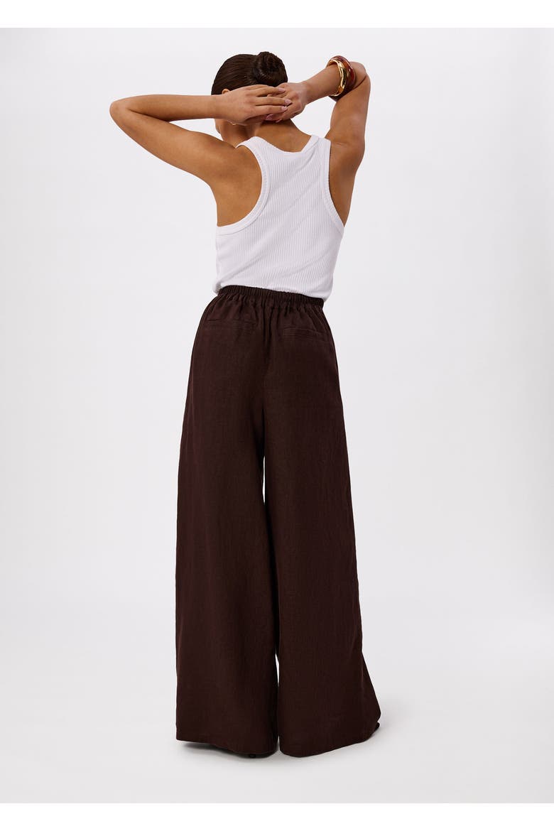 Wide Leg Linen Trouser, Alternate, color, Brown