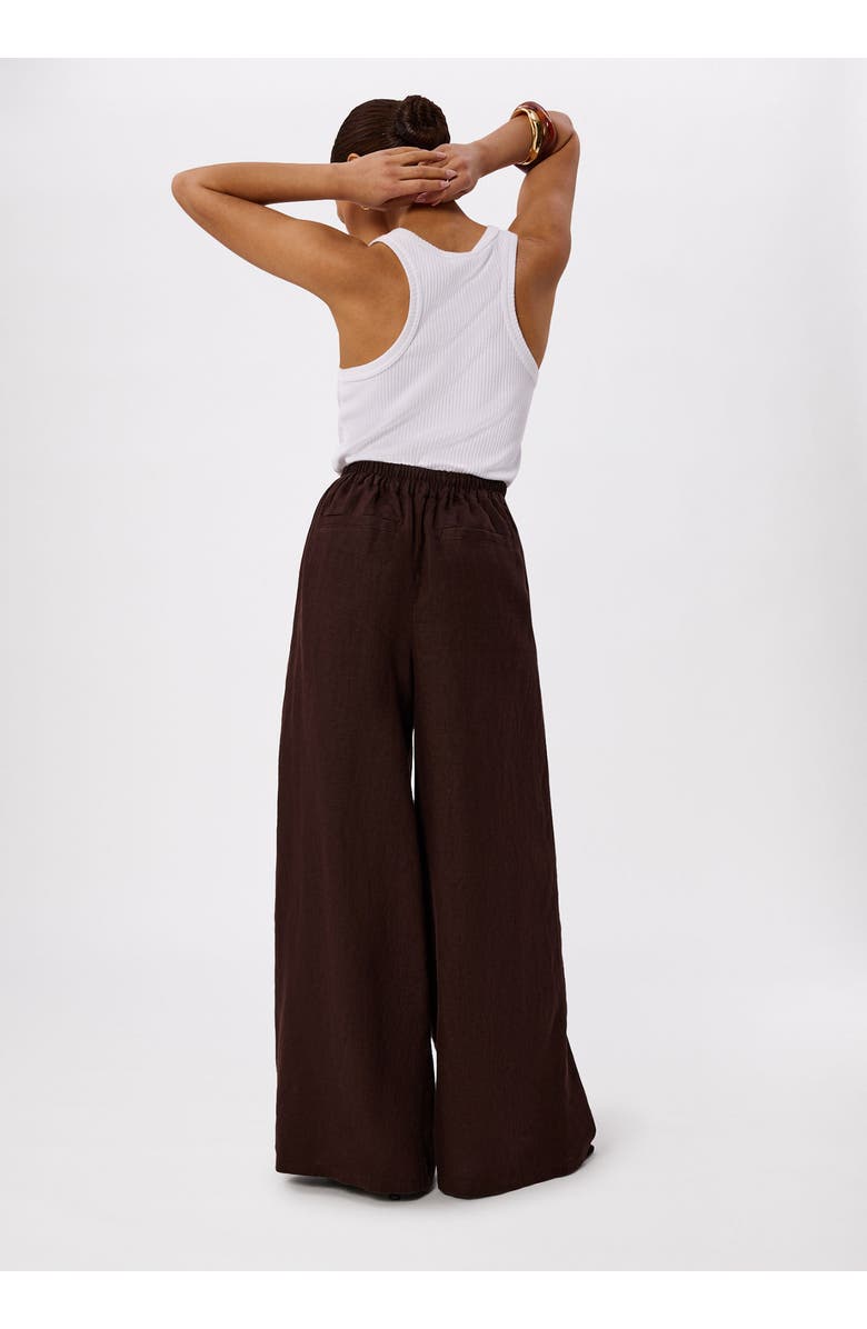 Whistles Wide Leg Linen Trouser, Alternate, color, Brown
